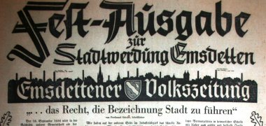 Titelblatt der Festausgabe der Emsdettener Volkszeitung zur Stadtwerdung 1938